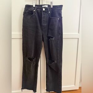 Frame Denim Black Slim Distressed Jeans